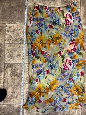 VTG Giorgio Fiorelli Floral Maxi Skirt M Chiffon Asymmetrical High Low Y2K Fairy